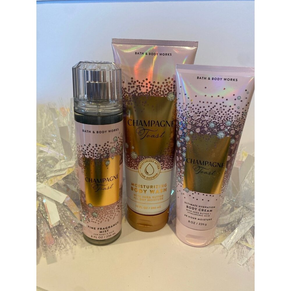Bath & Body Works “Champagne Toast” New 3 PC Body Care Set